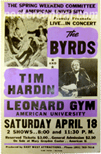 The Byrds and Tim Hardin at Leonard Gym at American University poster